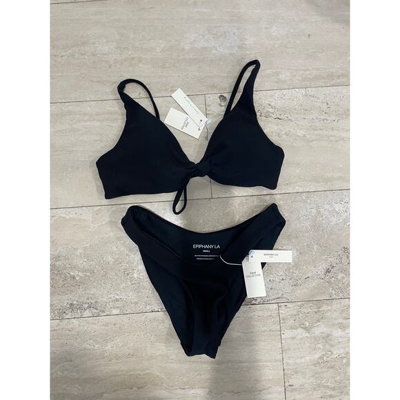 NWT Epiphany LA Push Bikini Top & High Cut Bikini Bottom Set Black Women's S/M - Picture 1 of 8